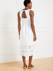 WHITE EYELET BORDER SQUARE NECK DRESS | Talbots discount