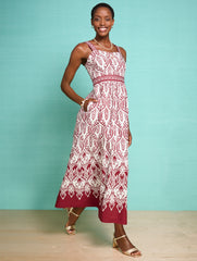 WHITE/SANGRIA MODERN POPLIN FIT & FLARE DRESS - BOHEMIAN MEDALLION | Talbots near me