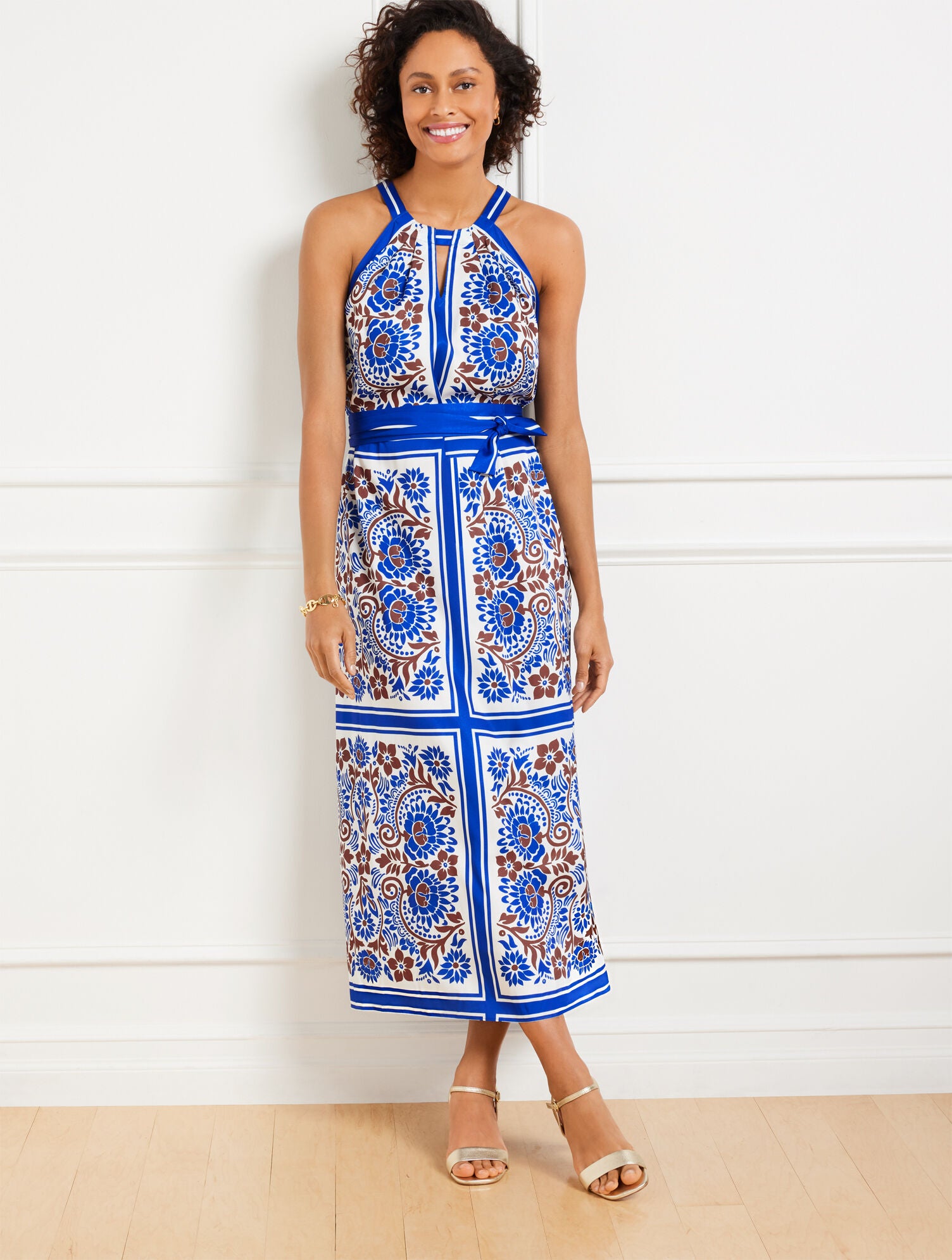 WHITE MULTI HALTER MAXI DRESS - BICOLOR FLORAL | Talbots on sale
