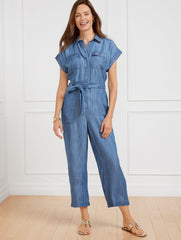 SIESTA WASH DENIM TIE WAIST JUMPSUIT - SIESTA WASH | Talbots near me