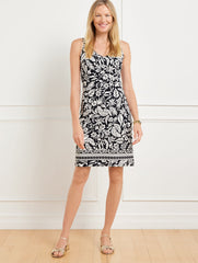 BLACK/IVORY EFFORTLESS JERSEY SHIFT DRESS - SILHOUETTE PALMS | Talbots for sale