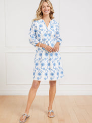 LAKESIDE BLUE/WHITE DANCING EYELET PUFF SLEEVE DRESS | Talbots near me