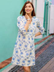 LAKESIDE BLUE/WHITE DANCING EYELET PUFF SLEEVE DRESS | Talbots near me