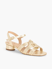 GOLD ADINA NAPPA BLOCK HEEL SANDALS - METALLIC | Talbots discount