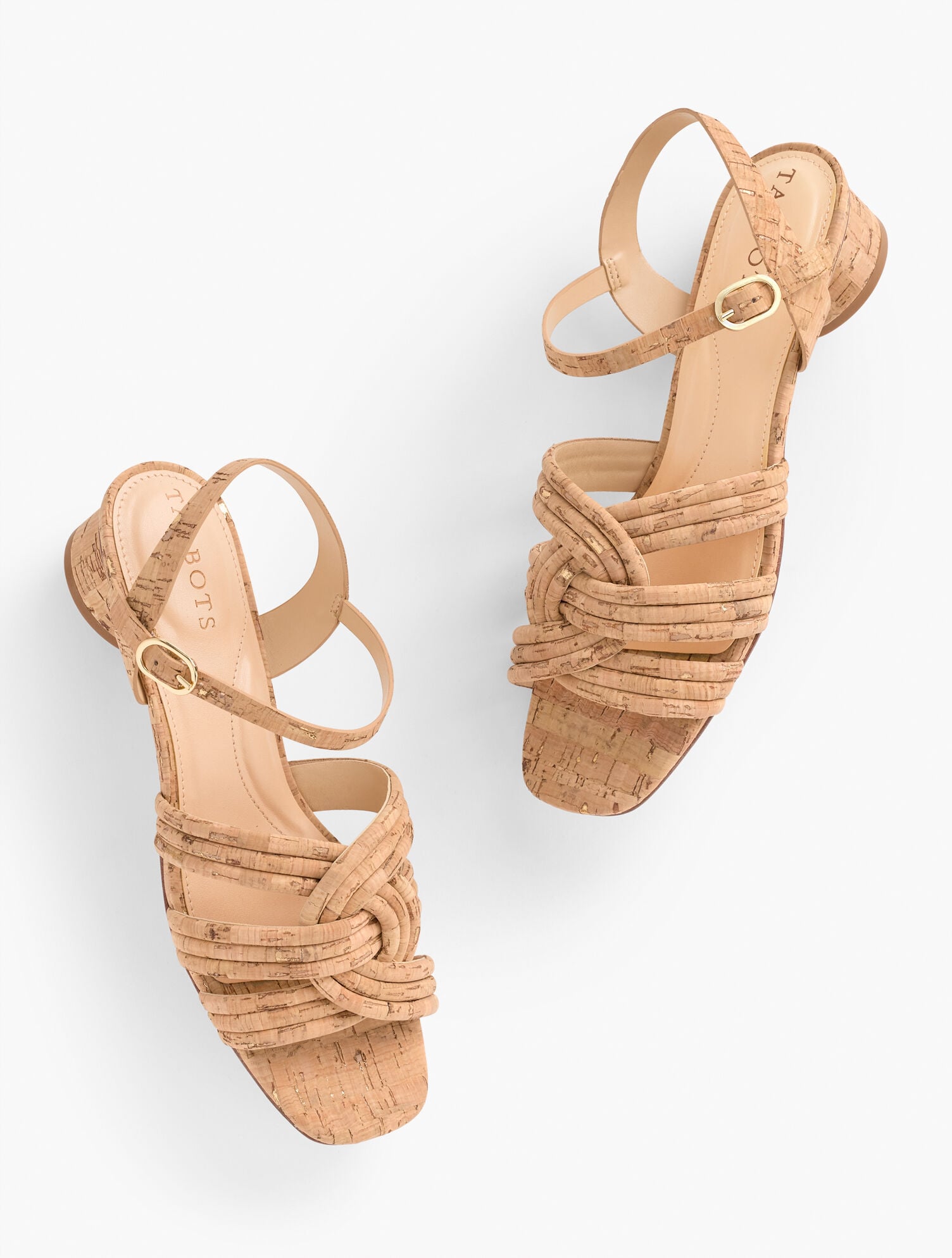 NATURAL/GOLD ADINA CORK BLOCK HEEL SANDALS | Talbots for sale