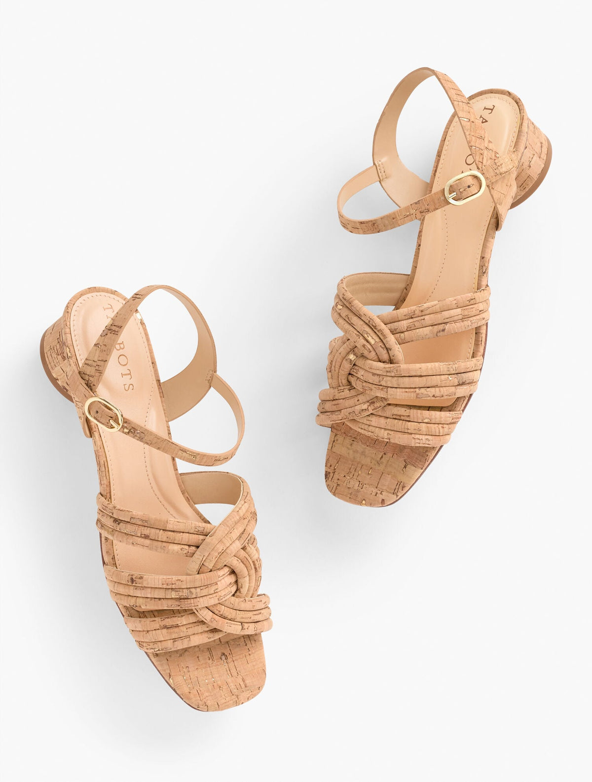 NATURAL/GOLD ADINA CORK BLOCK HEEL SANDALS | Talbots for sale