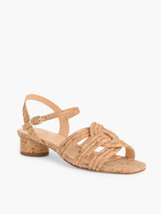 NATURAL/GOLD ADINA CORK BLOCK HEEL SANDALS | Talbots sale