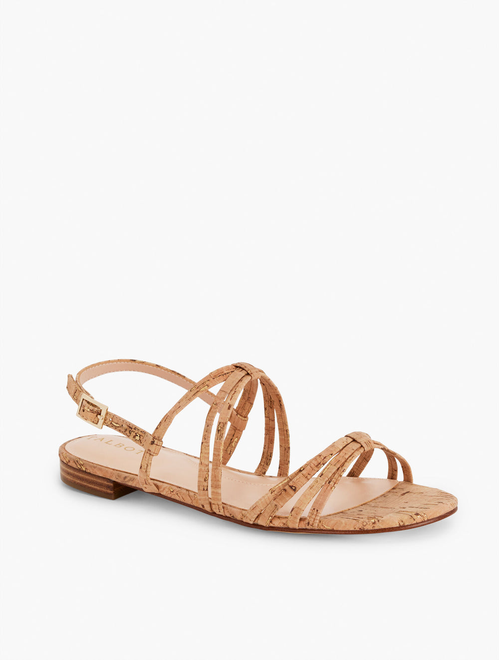 NATURAL/GOLD ARIA STRAPPY CORK SANDALS | Talbots sale