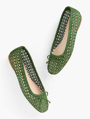BLACK|HOT CORAL|IVORY|OLIVE GROVE BLAINE SOFT SOLE LOOPY WOVEN BALLET FLATS | Talbots sale