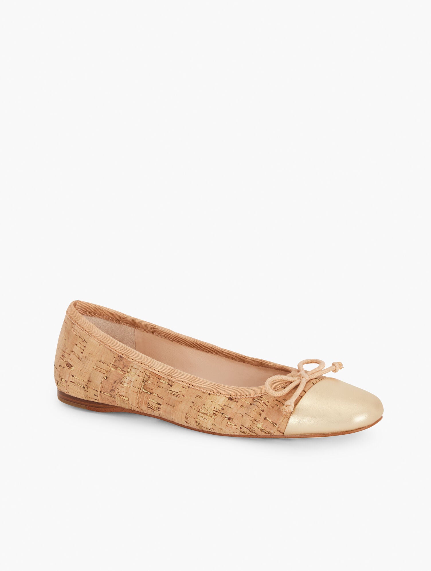 NATURAL/GOLD BLAINE SOFT SOLE CORK BALLET FLATS | Talbots for sale