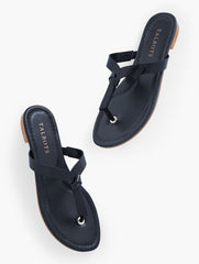 INDIGO BLUE|WHITE CAMY KNOT SOFT PATENT FLIP FLOPS | Talbots sale