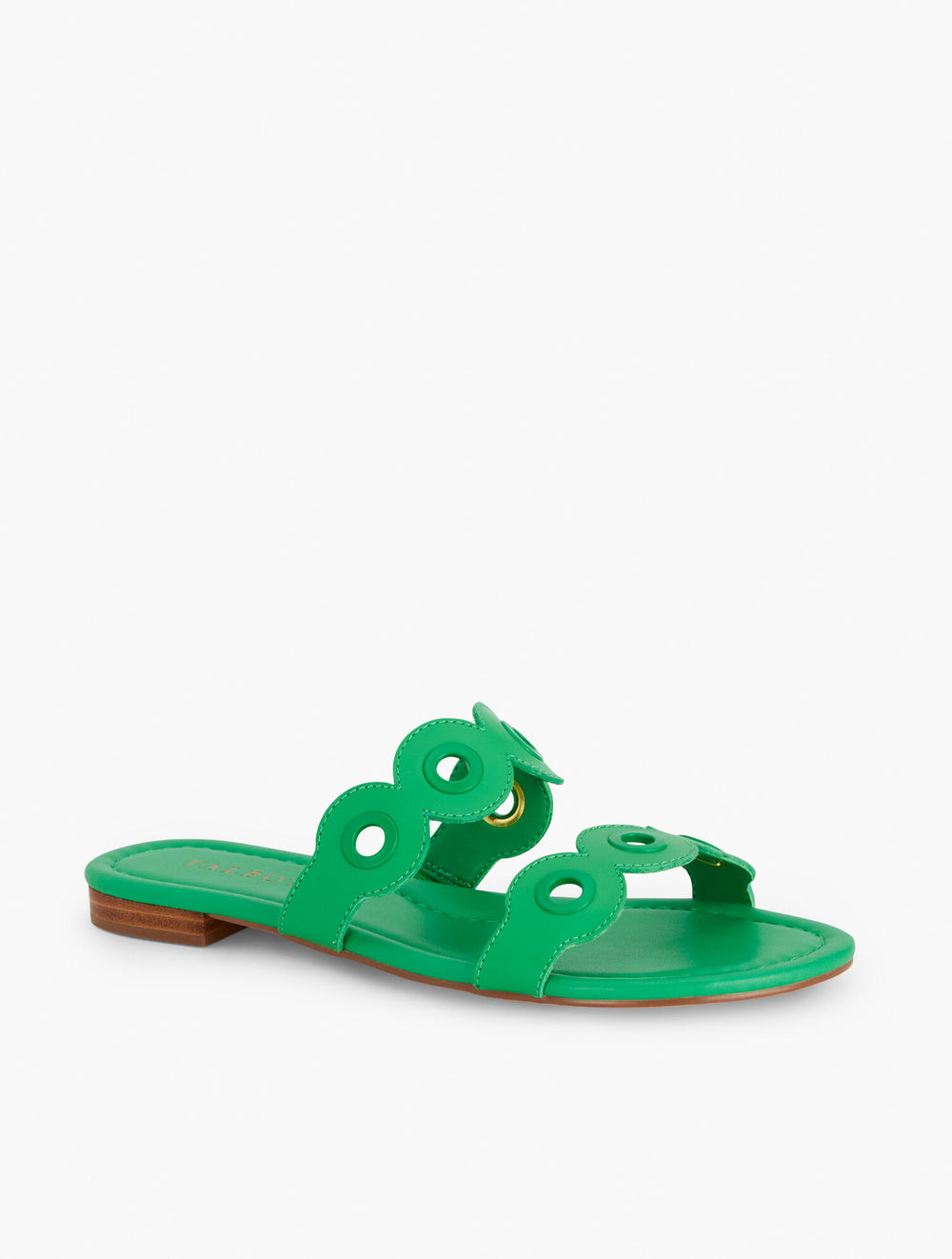 INDIGO BLUE|VINYARD GREEN CAMY EYELET NAPPA SLIDES | Talbots on sale