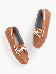 HAVANA TAN FINLEY NUBUCK BOAT SHOES | Talbots near me