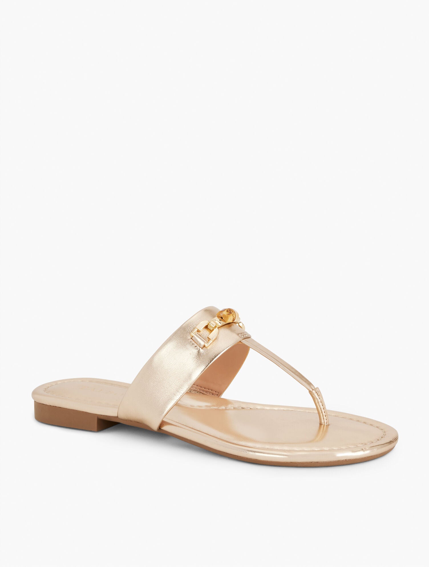 GOLD|SILVER GIA BAMBOO METALLIC THONG SANDALS | Talbots for sale