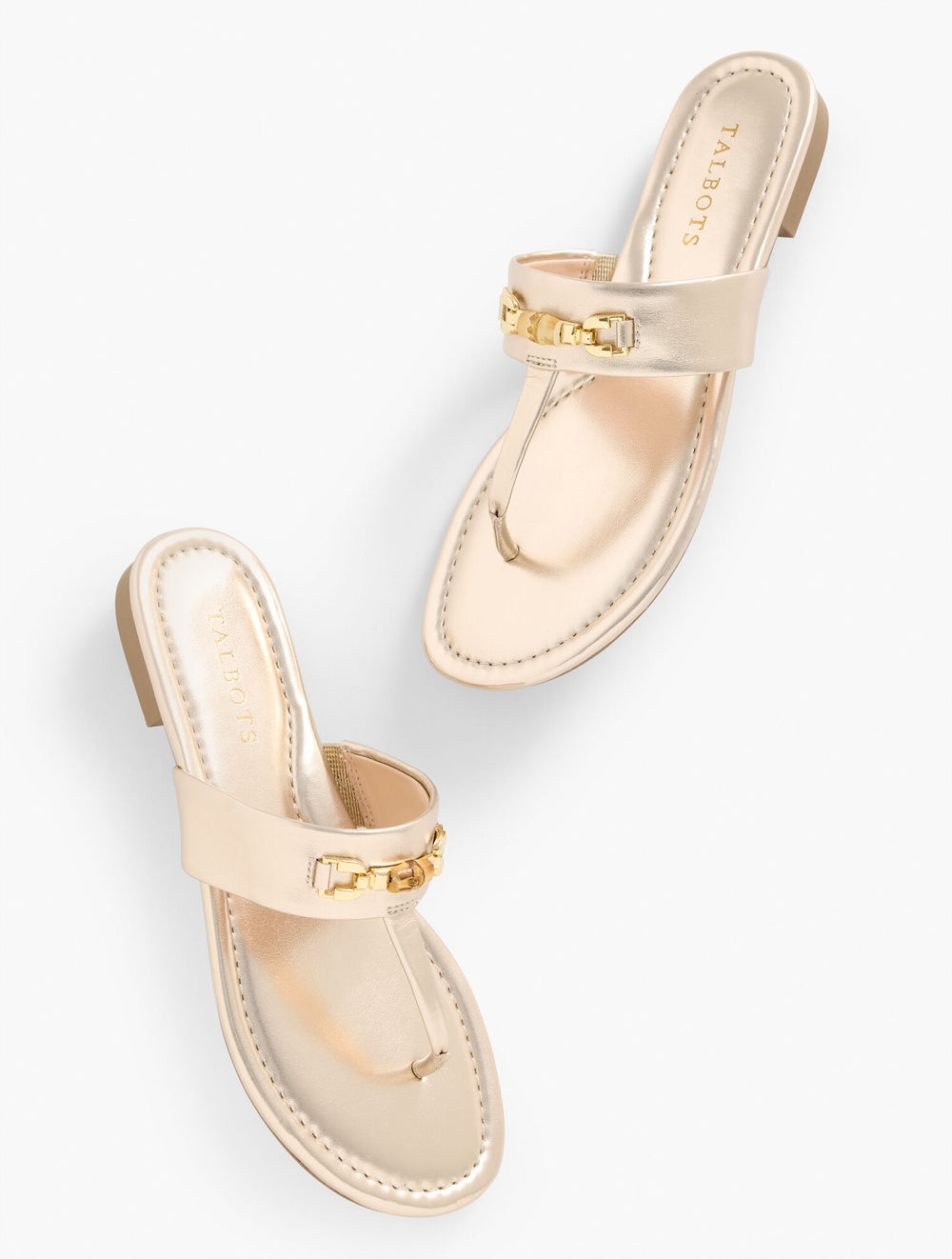 GOLD|SILVER GIA BAMBOO METALLIC THONG SANDALS | Talbots for sale