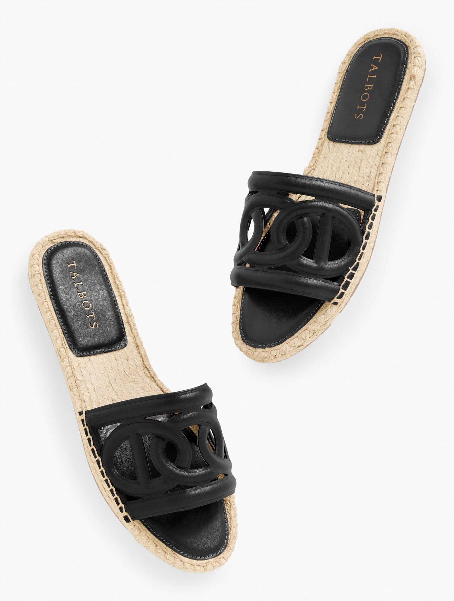 BLACK|HAVANA TAN|WHITE ILYSSA LINKS NAPPA ESPADRILLE SLIDES | Talbots for sale