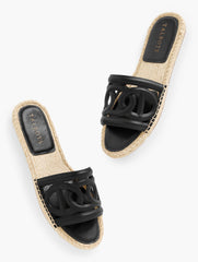 BLACK|HAVANA TAN|WHITE ILYSSA LINKS NAPPA ESPADRILLE SLIDES | Talbots for sale