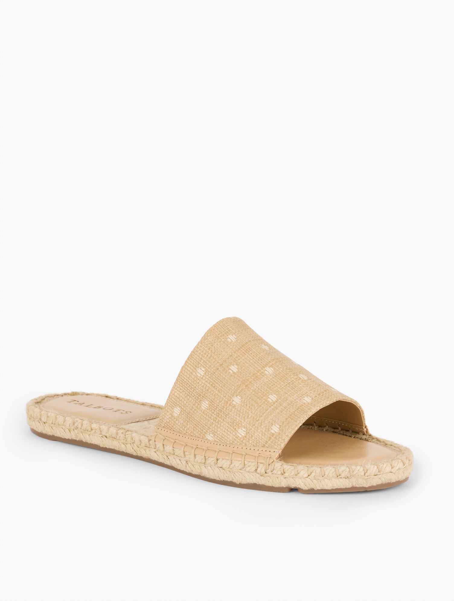 NATURAL/WHITE ILYSSA RAFFIA ESPADRILLE SLIDES - POLKA DOT | Talbots US