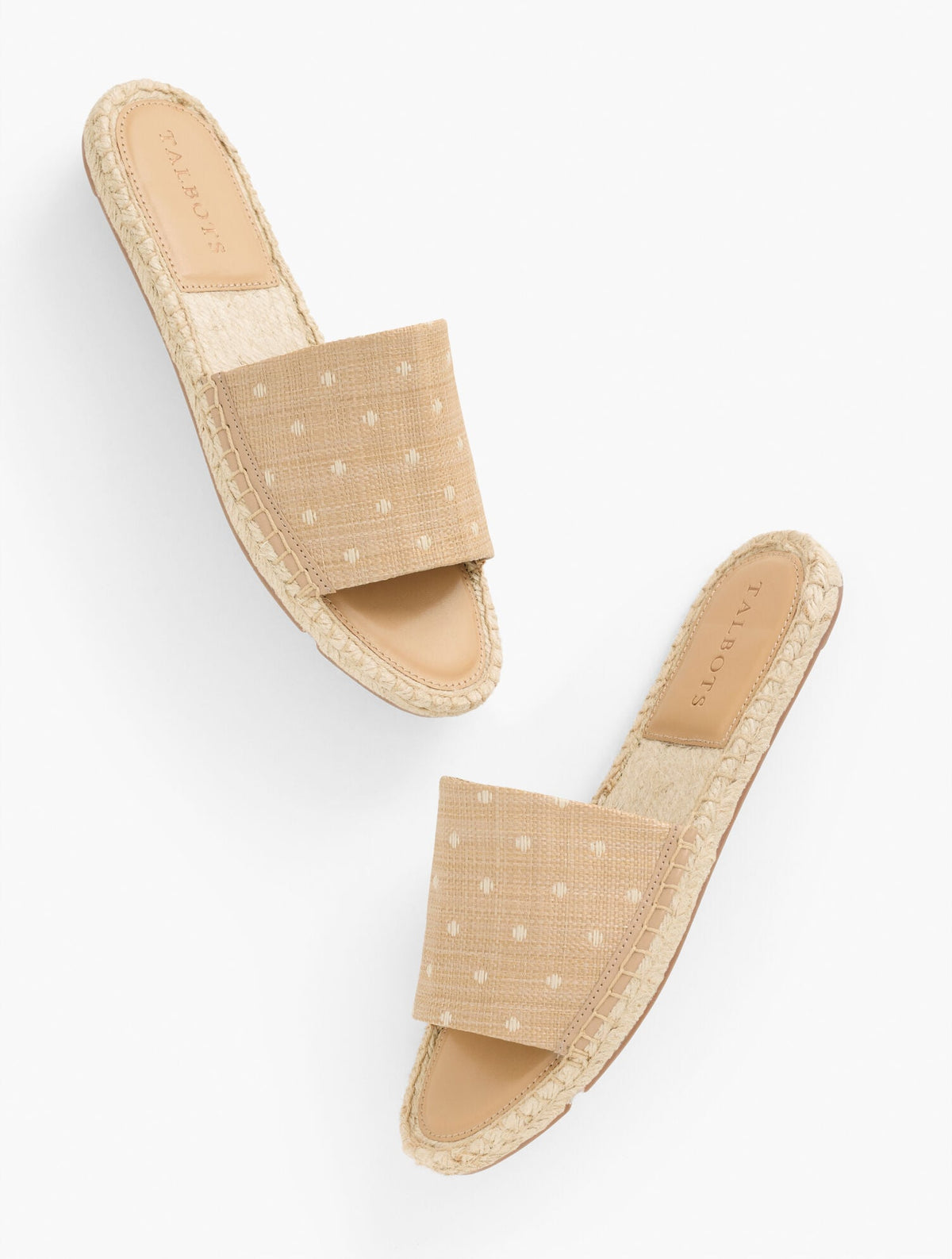 NATURAL/WHITE ILYSSA RAFFIA ESPADRILLE SLIDES - POLKA DOT | Talbots US