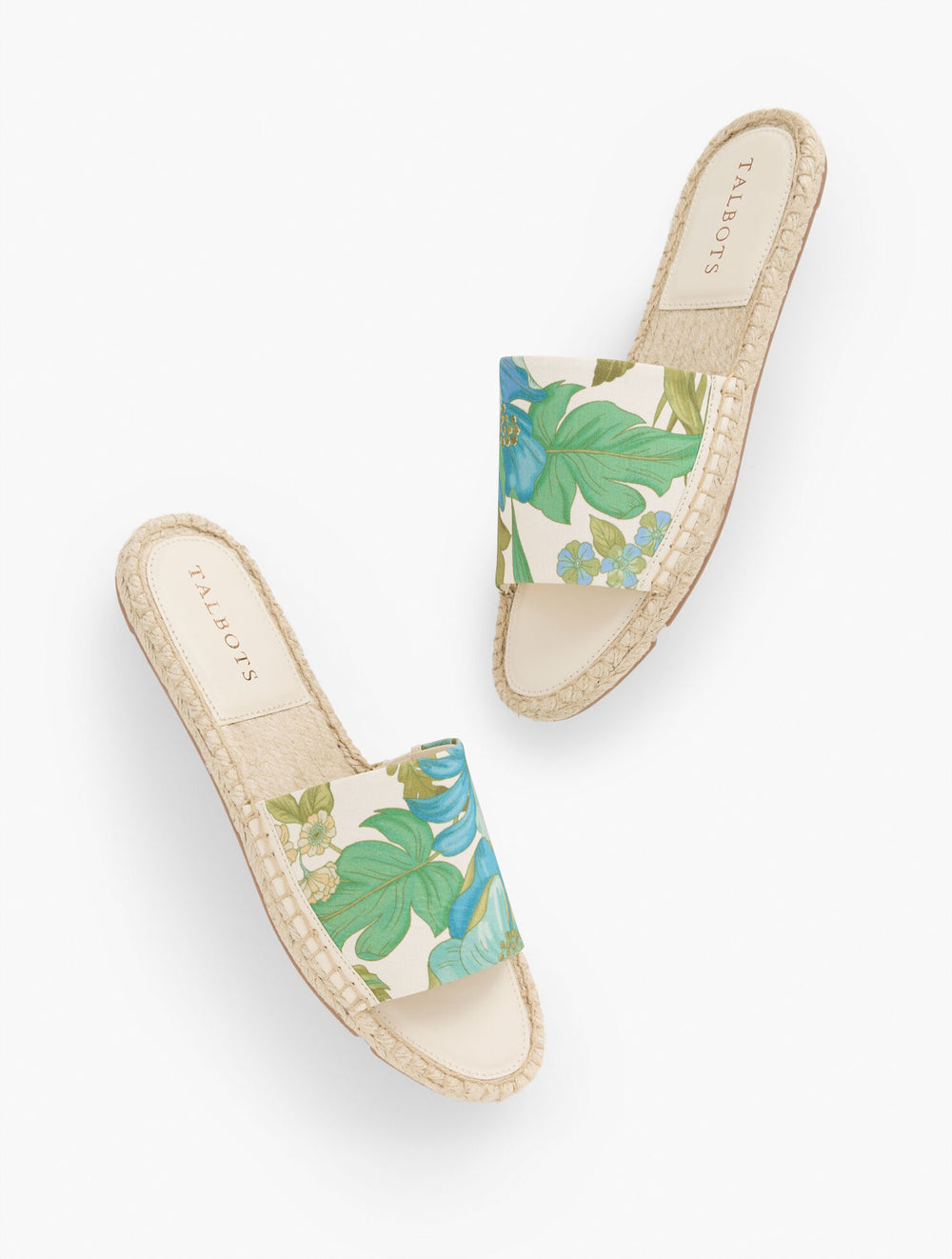 COOL BEIGE MULTI ILYSSA CANVAS ESPADRILLE SLIDES - FLORAL | Talbots online