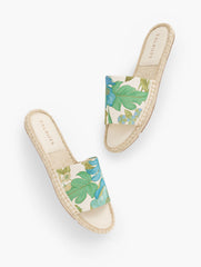 COOL BEIGE MULTI ILYSSA CANVAS ESPADRILLE SLIDES - FLORAL | Talbots online