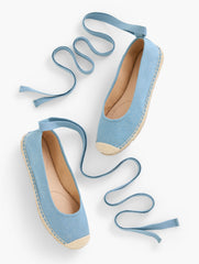 LIGHT CHAMBRAY IZZY CHAMBRAY ESPADRILLE FLATS | Talbots for sale