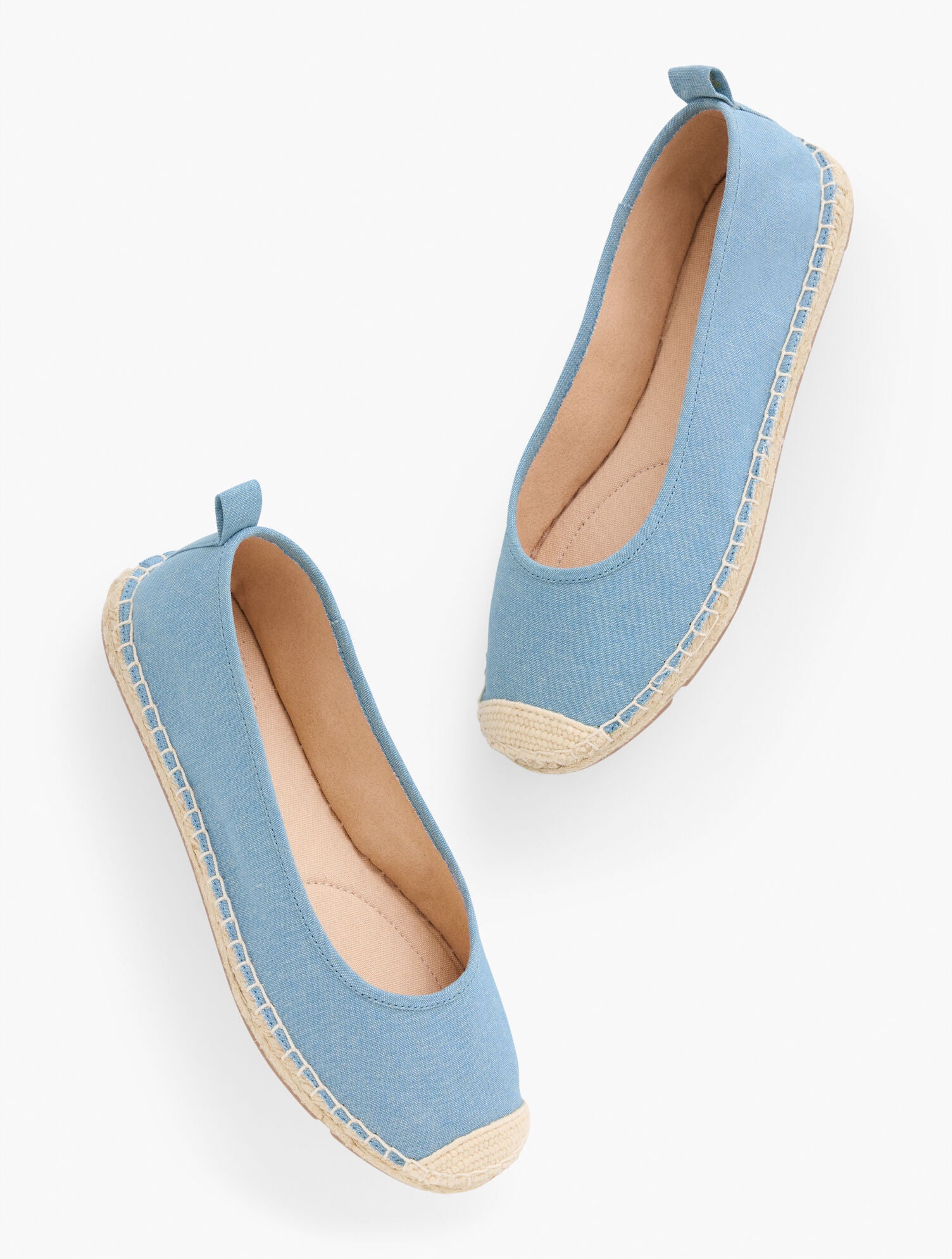 LIGHT CHAMBRAY IZZY CHAMBRAY ESPADRILLE FLATS | Talbots for sale