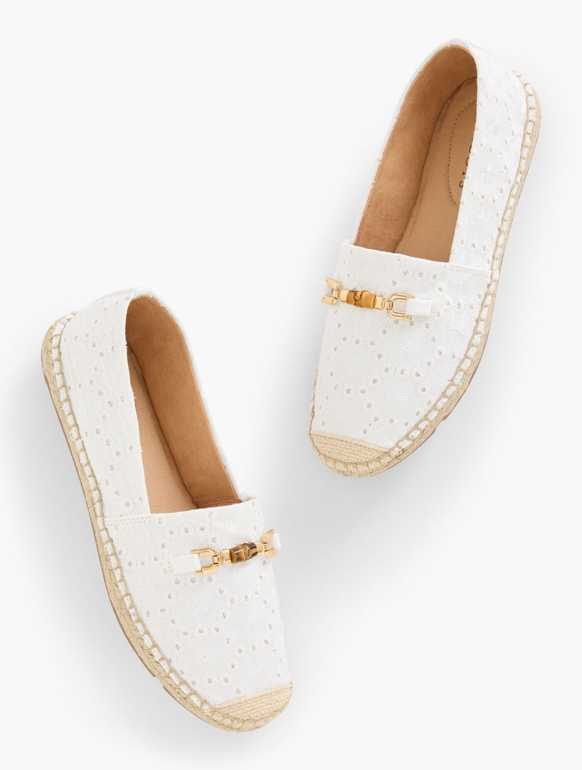 WHITE IZZY BAMBOO FLORAL ESPADRILLE FLATS | Talbots outlet
