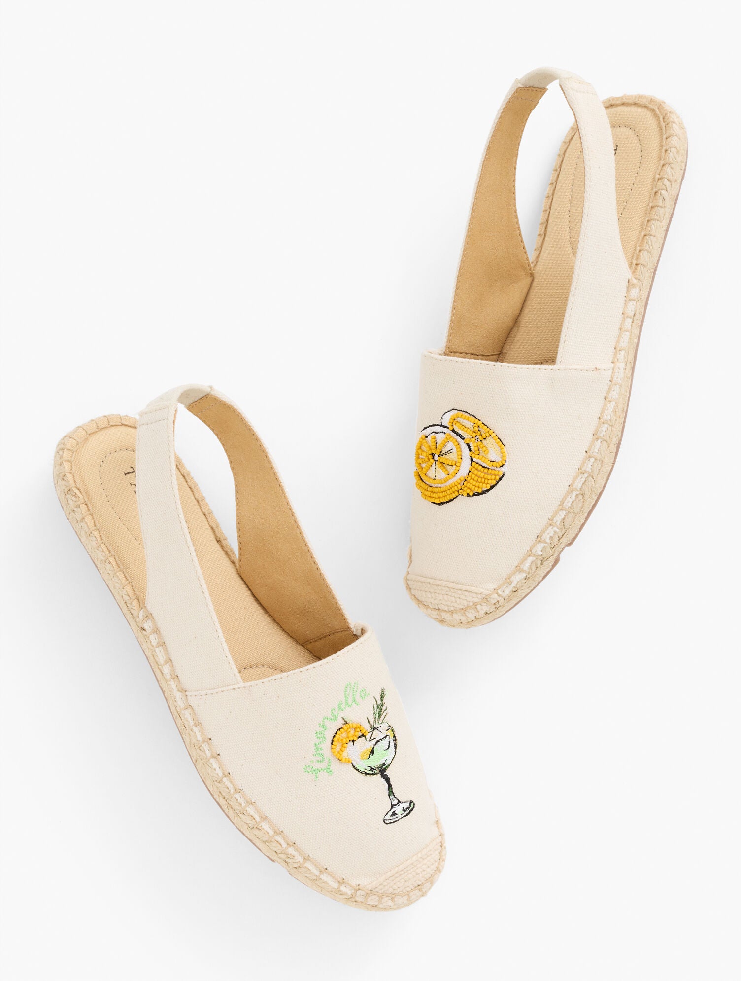 NATURAL IZZY SLINGBACK BEADED ESPADRILLE FLATS - LEMONS | Talbots sale