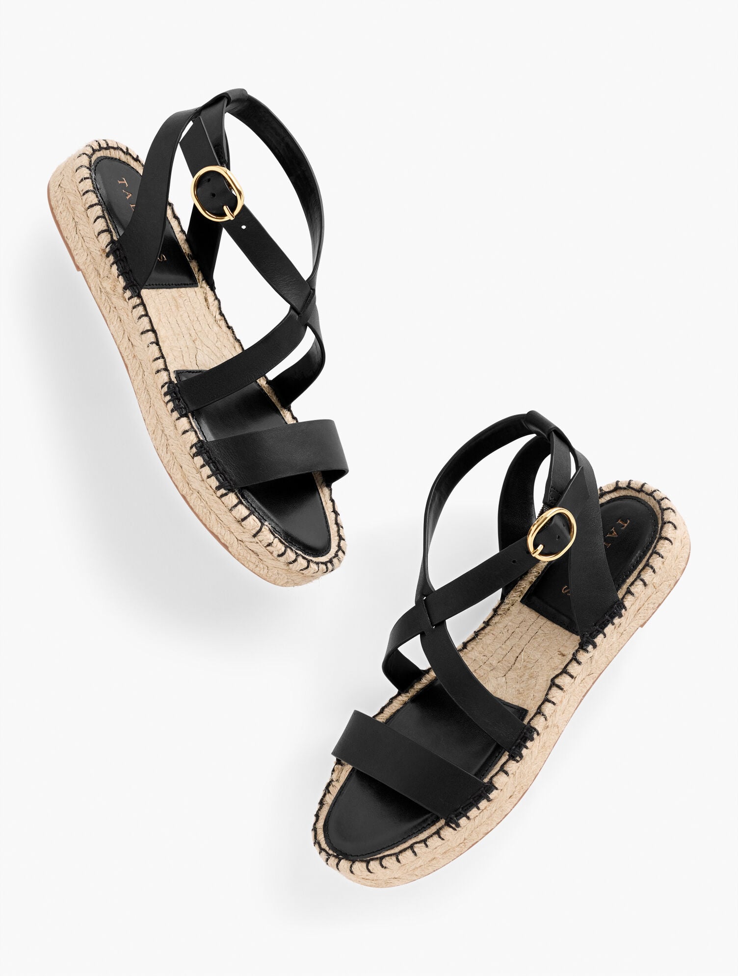 BLACK HESTER NAPPA ESPADRILLE SANDALS | Talbots outlet