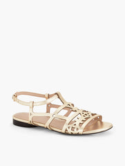 GOLD KALI LASER CUT VACHETTA METALLIC SANDALS | Talbots outlet