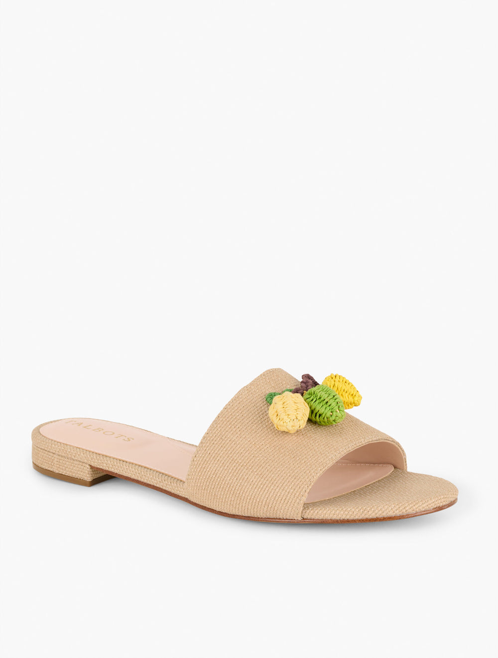 MEDIUM NATURAL KERI EMBELLISHED WOVEN STRAW SLIDES | Talbots on sale