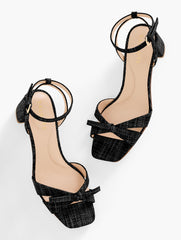 BLACK|INDIGO BLUE|NATURAL LILY RAFFIA BLOCK HEEL SANDALS - FRAYED | Talbots outlet