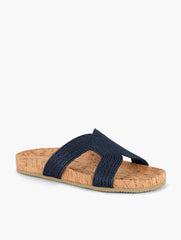 INDIGO BLUE MALIA WOVEN RAFFIA SLIDES | Talbots US