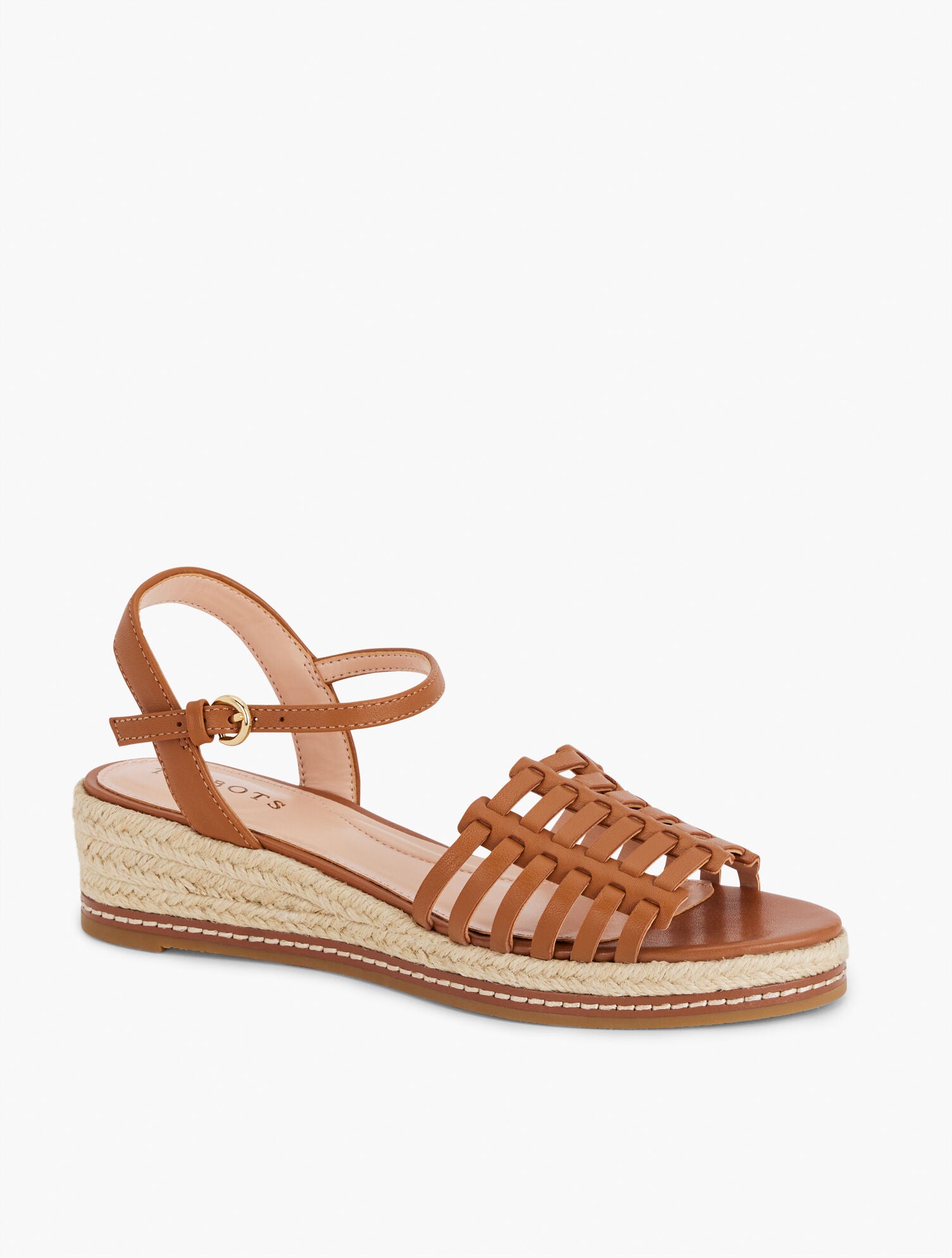 HAVANA TAN|INDIGO BLUE|WHITE PAMELA WOVEN NAPPA WEDGE SANDALS | Talbots discount