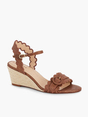ROYCE SCALLOPED RAFFIA WEDGE SANDALS | Talbots for sale