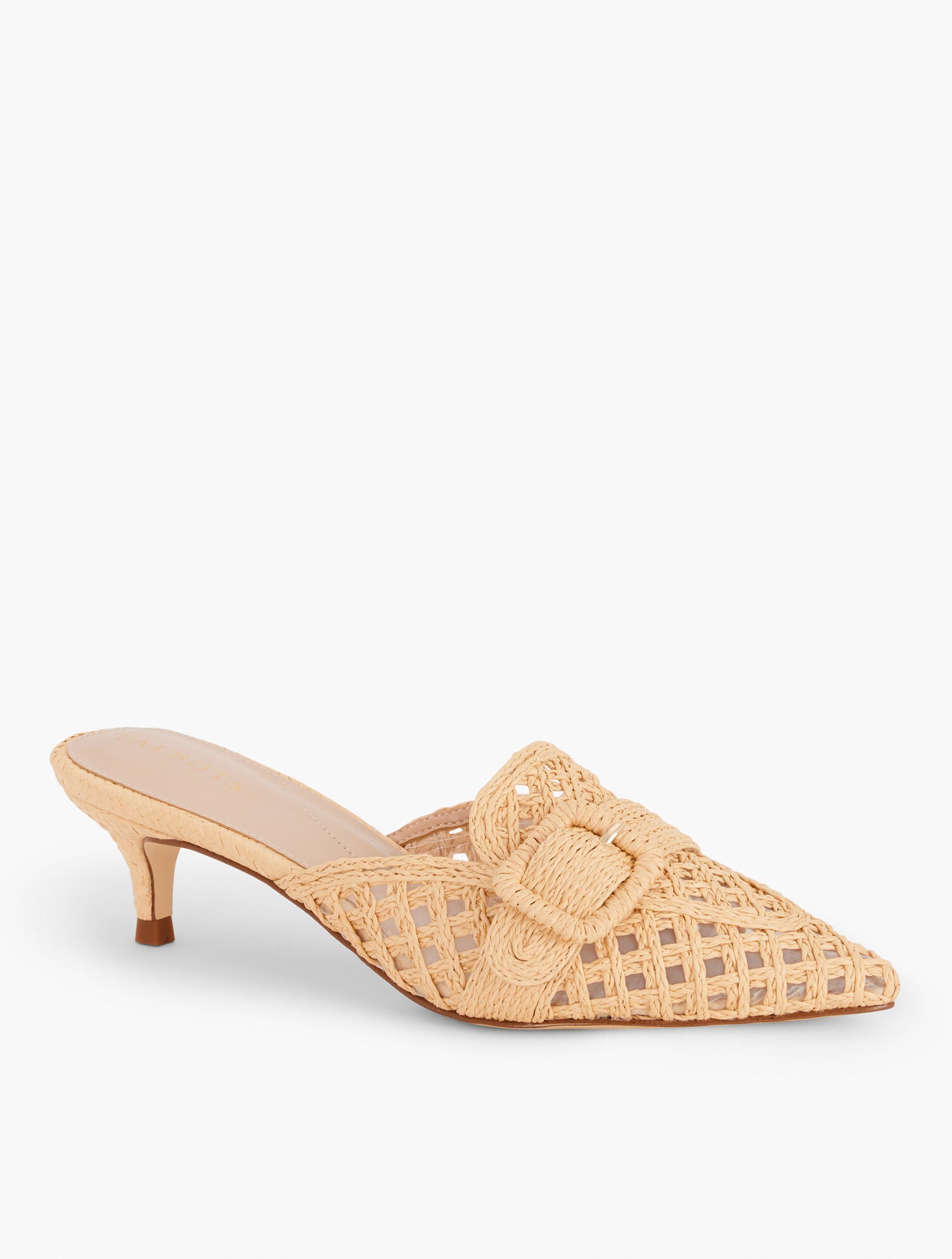 INDIGO BLUE|NATURAL SYLVIE WOVEN RAFFIA MULES | Talbots near me