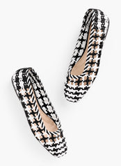 WHITE/BLACK SLOANE WOVEN BALLET FLATS | Talbots on sale