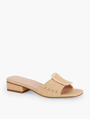 MEDIUM NATURAL VIV BUCKLE RAFFIA SLIDES | Talbots discount
