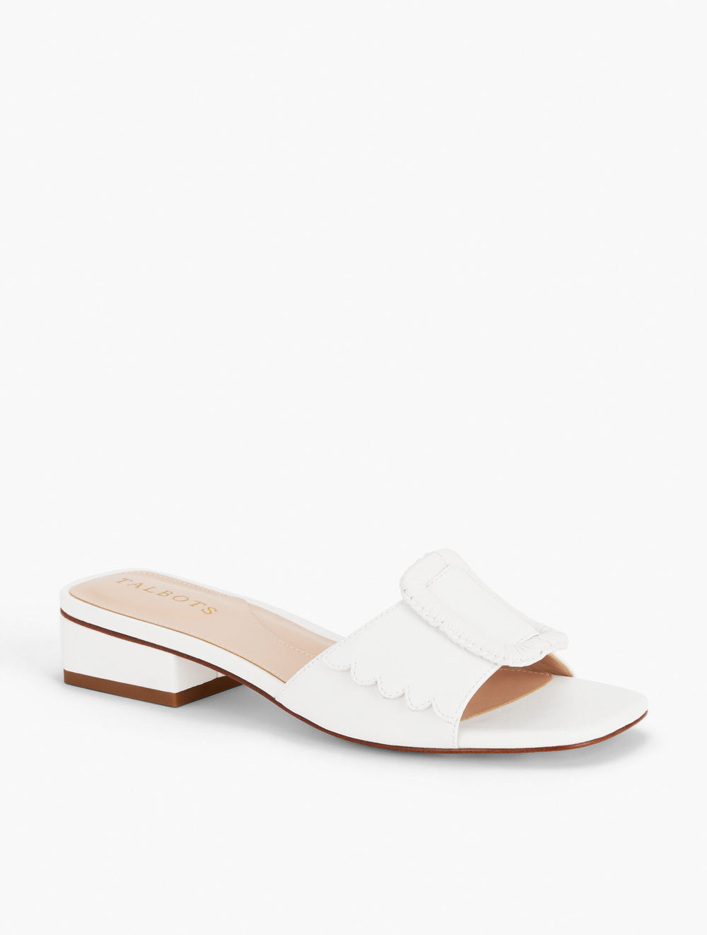 WHITE VIV BUCKLE SOFT NAPPA SLIDES | Talbots for sale