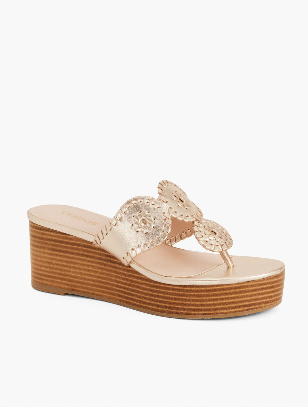 JACKS PLATINUM JACK ROGERS® KIMBERLY METALLIC NAPPA WEDGE SANDALS | Talbots for sale