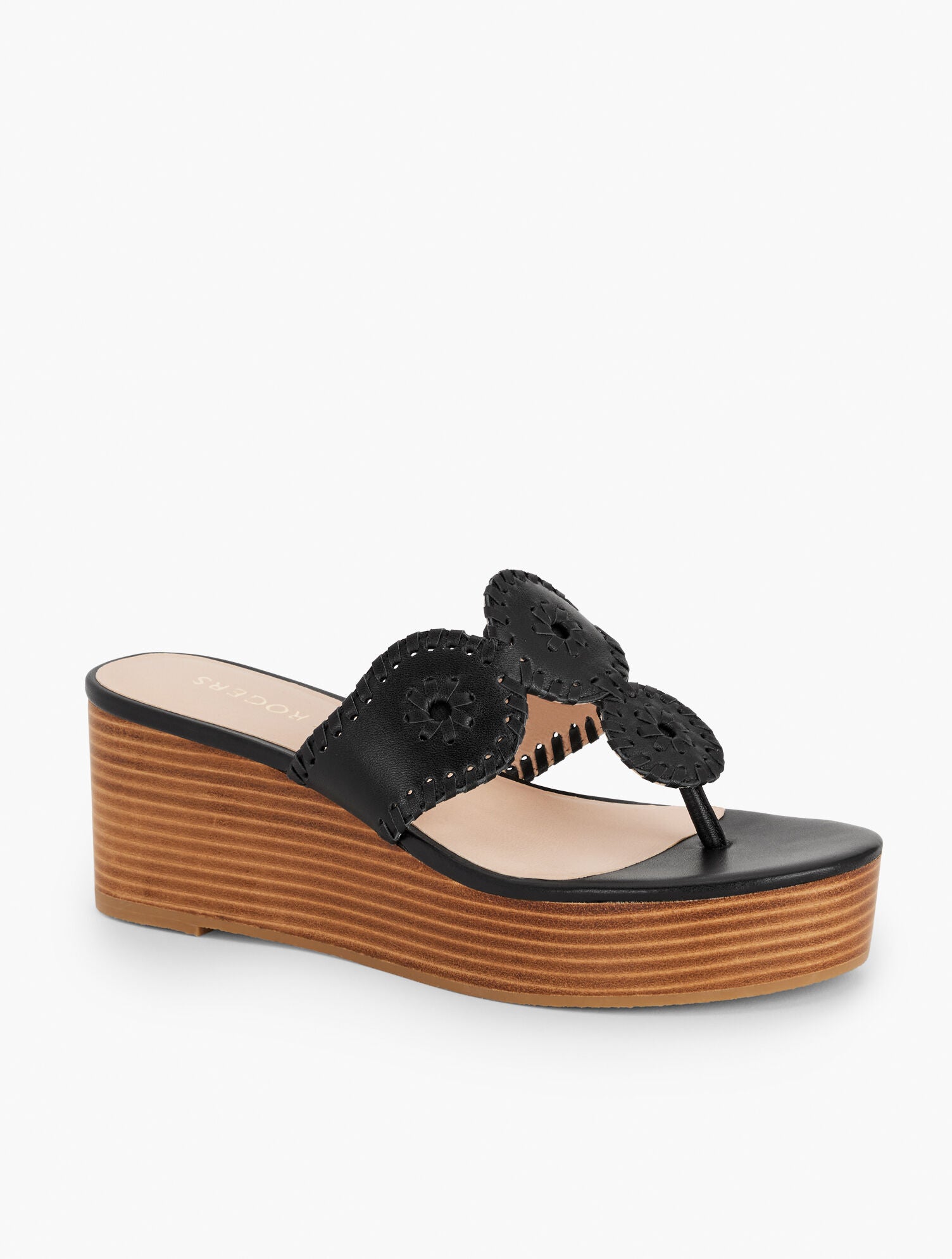 BLACK JACK ROGERS® KIMBERLY NAPPA WEDGE SANDALS | Talbots on sale