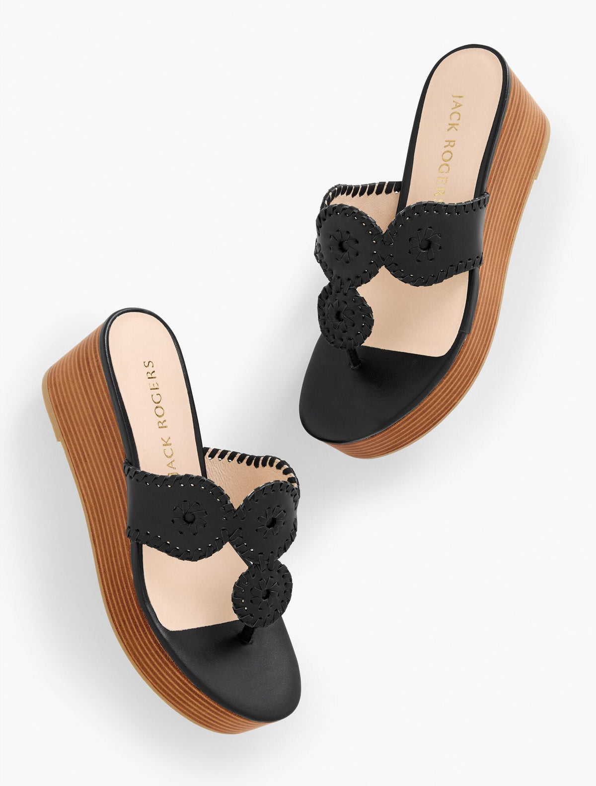 BLACK JACK ROGERS® KIMBERLY NAPPA WEDGE SANDALS | Talbots discount
