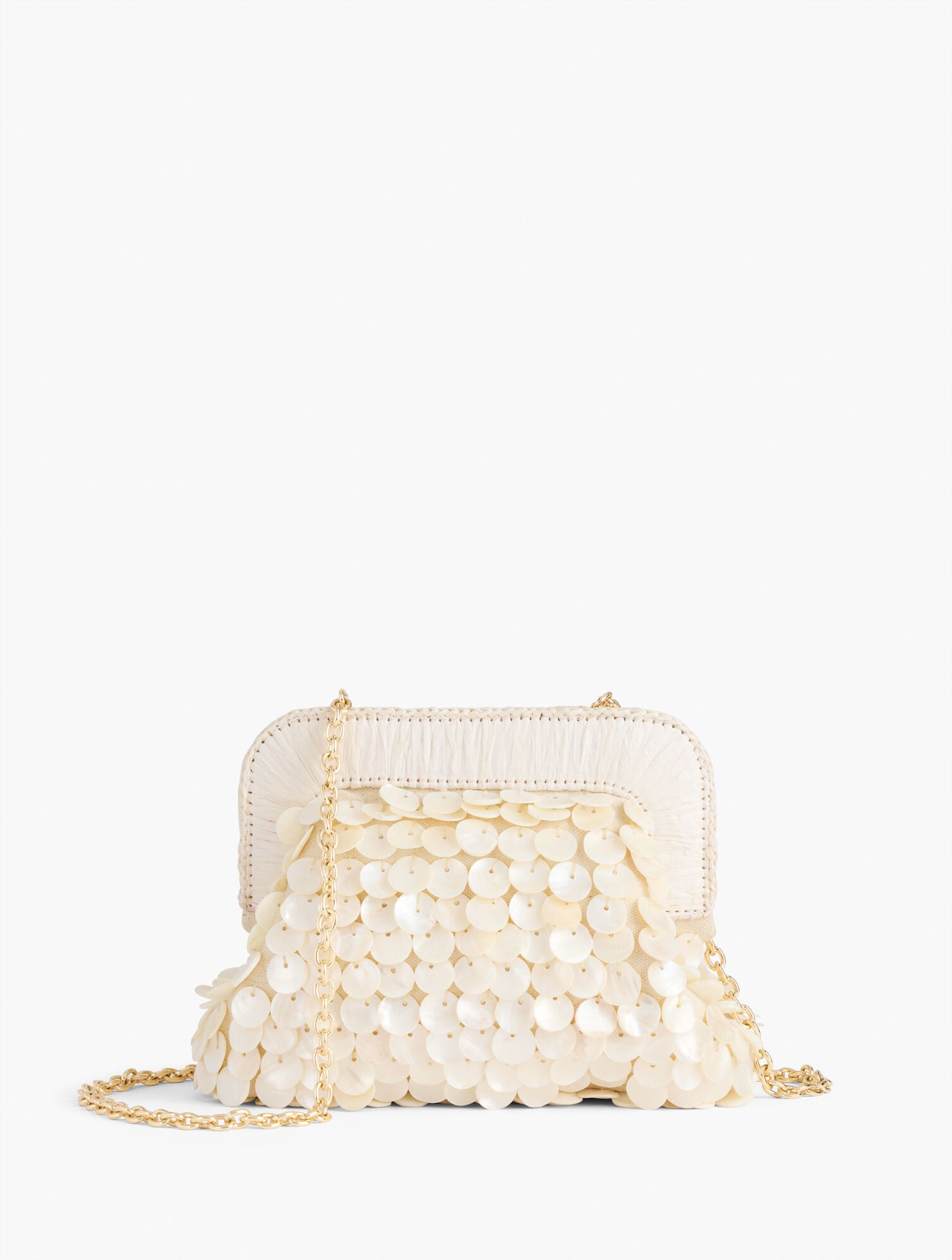 IVORY MOTHER-OF-PEARL PAILLETTE CLUTCH | Talbots outlet