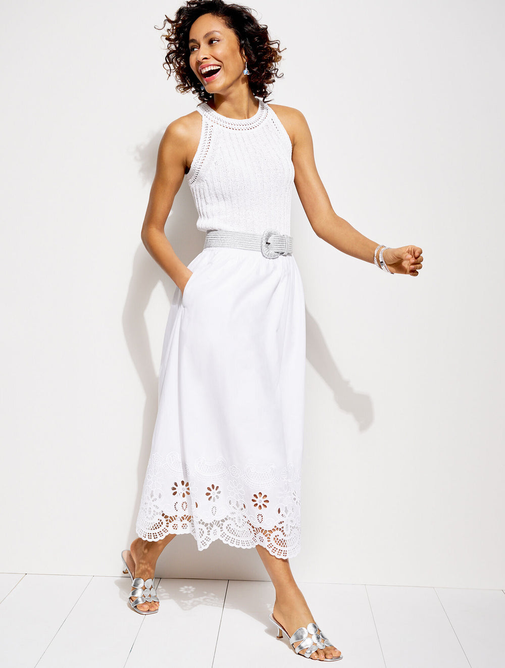 SILVER STRETCH WOVEN RAFFIA BELT | Talbots near me
