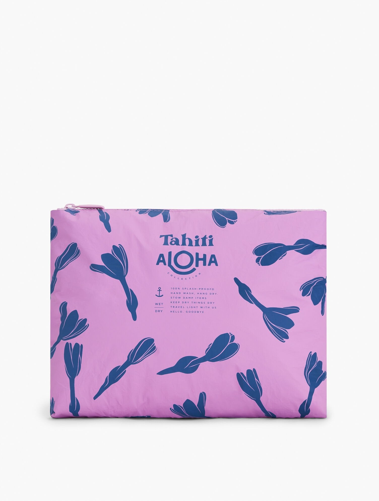 WHITE/NAVY ALOHA COLLECTION MID SHELL LEI REVERSIBLE POUCH | Talbots on sale