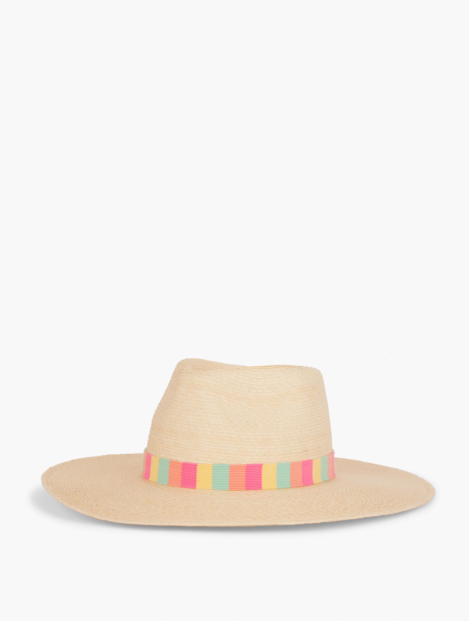 NATURAL STRAW STRIPE PALM HAT | Talbots outlet