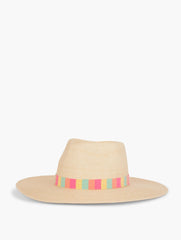 NATURAL STRAW STRIPE PALM HAT | Talbots outlet
