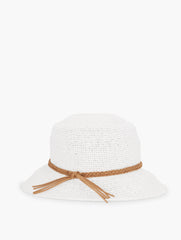 WHITE STRAW BUCKET HAT | Talbots online