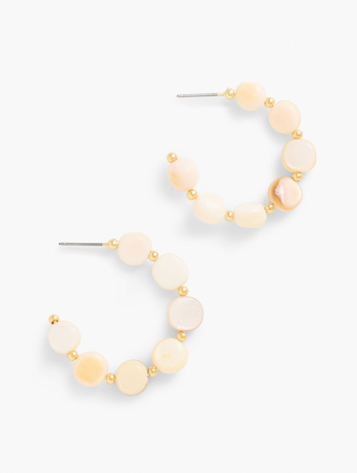 IVORY/GOLD MOTHER-OF-PEARL BEADED HOOP EARRINGS | Talbots for sale